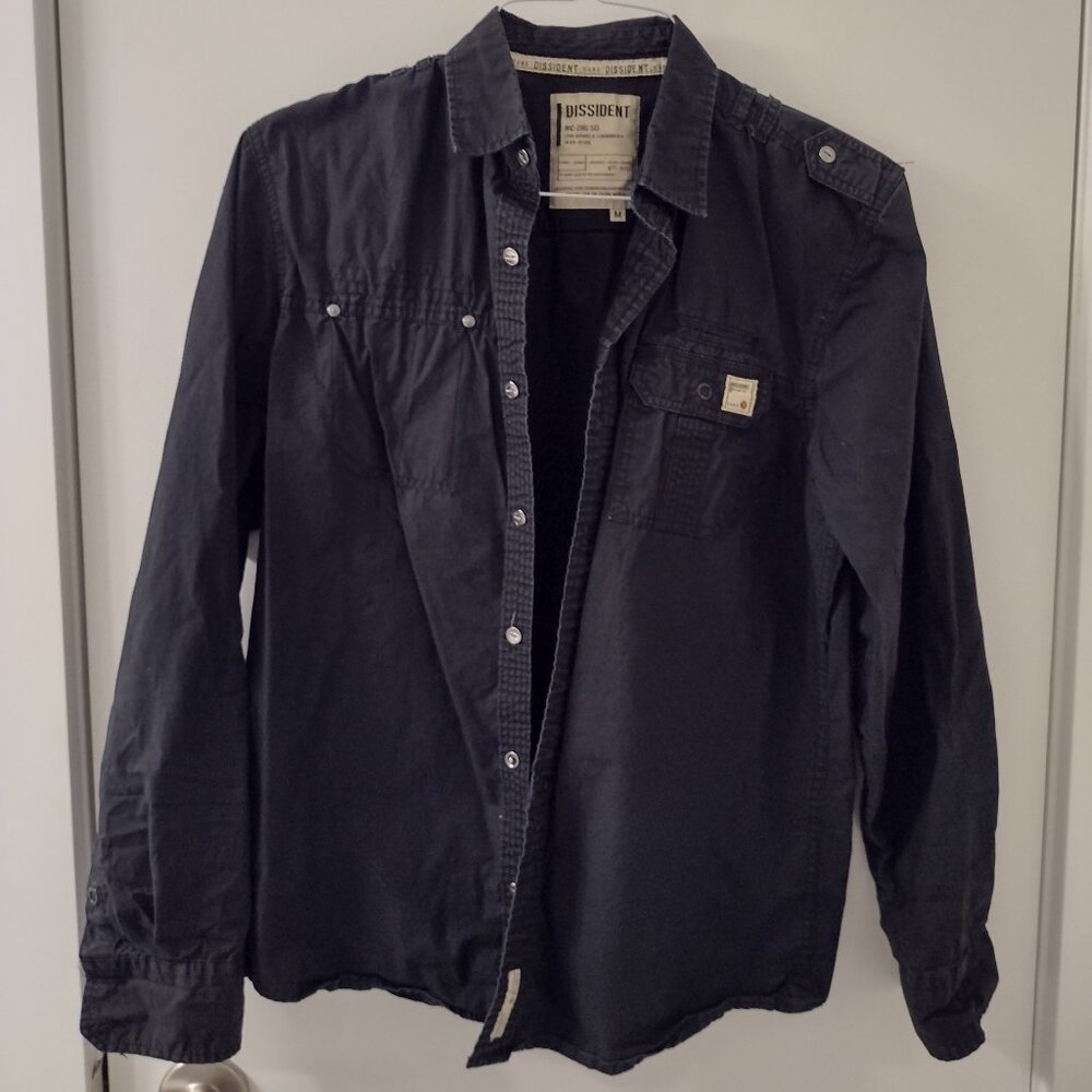Dissident men's button-up shirt (black, medium)